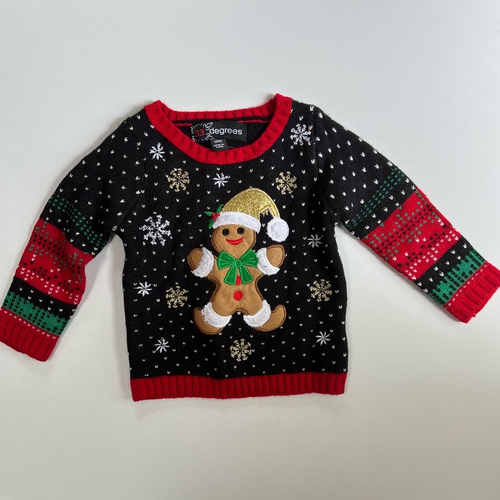 33 Degree Baby Ugly Gingerbread Christmas Sweater 12 Months